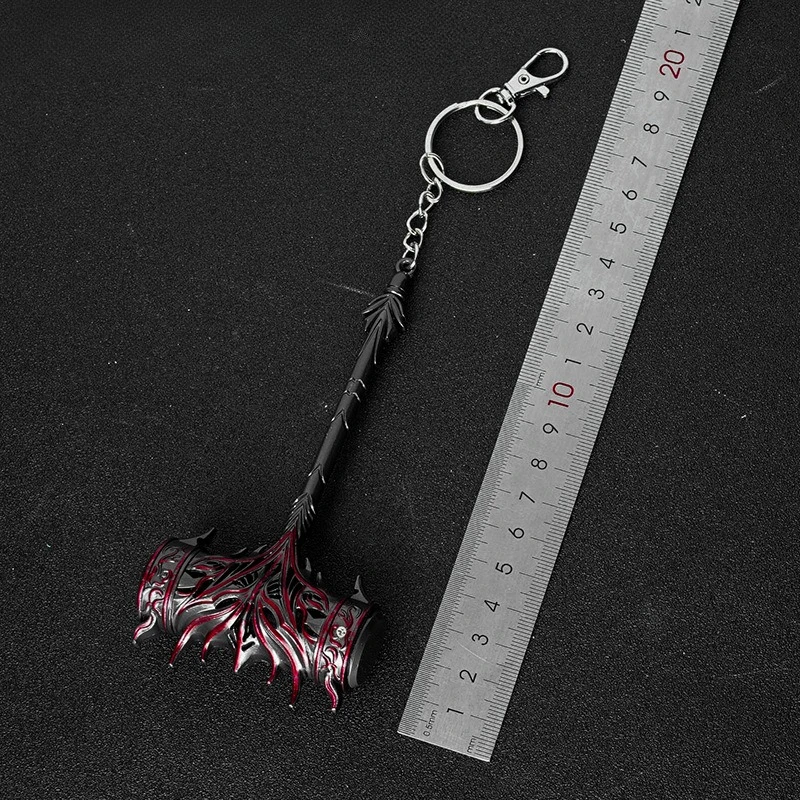 12cm/4.72in 게임 주변기기 Douluo 대륙 Haotian 망치 금속 무기 모델 합금 휴대용 장난감 키 체인 데스크탑 장식품