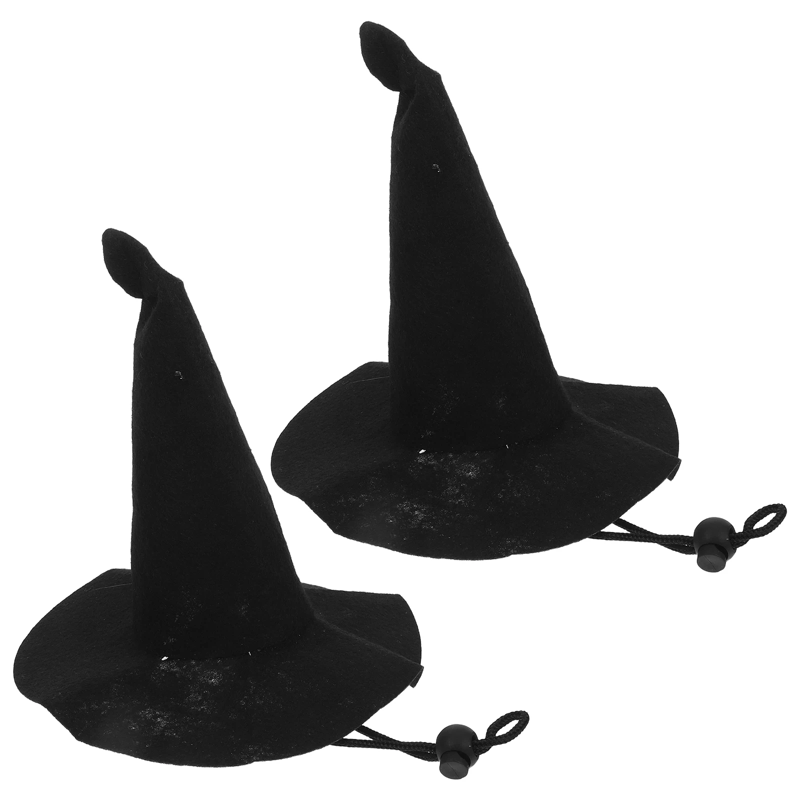 

2pcs Halloween Witch Hat for Pets Nonwoven Fabric Costume Accessories Mini Craft Black Design Fits Sizes Festive