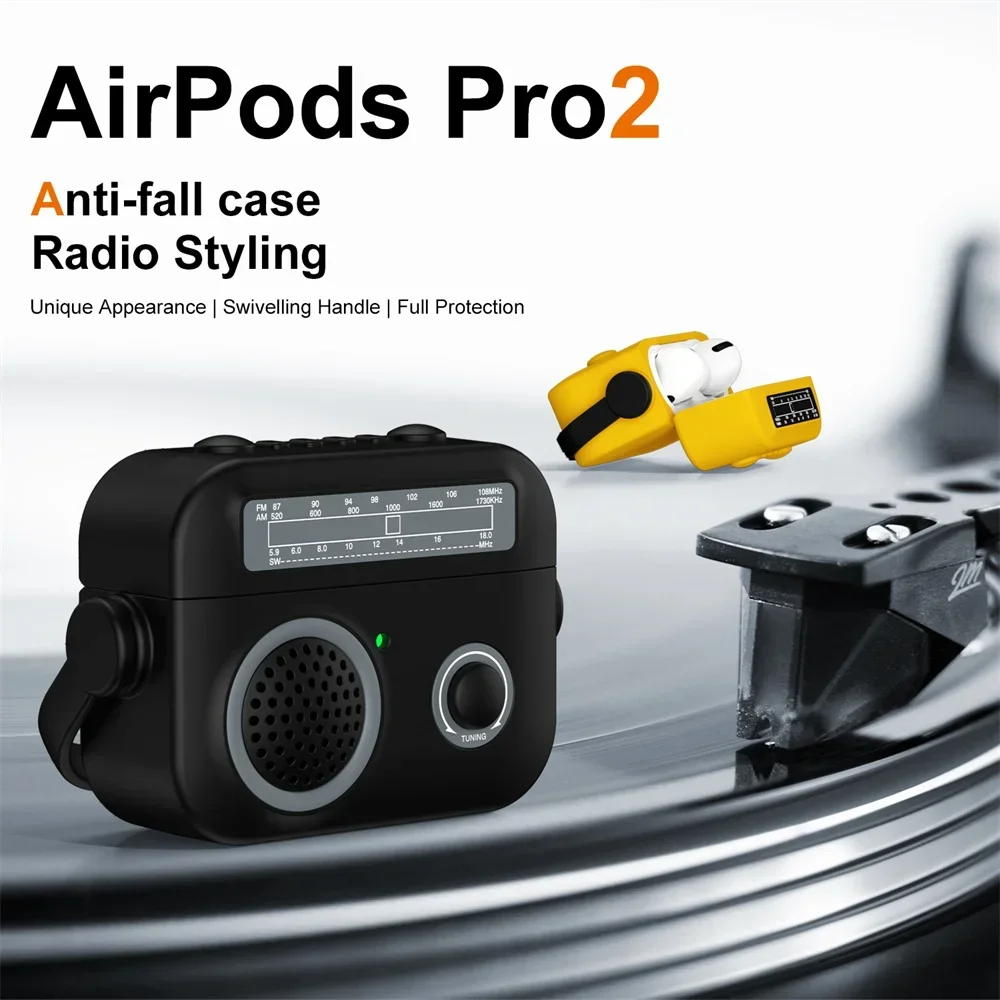 

Retro Anti-drop Earphone Case for AirPods Pro3 case Headset Soft Cover for funda AirPods 4 airpod Pro2 Cases Cartoon Radio