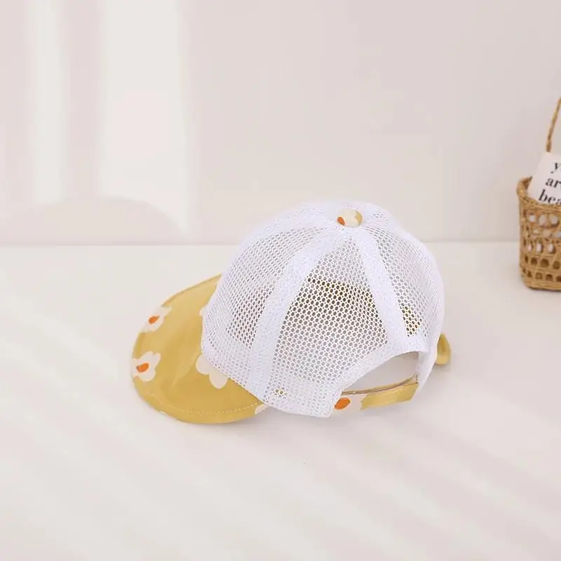 Mesh Baby Bucket Hat Sweet Floral Sun Hats Breathable Girls Visor Cap Summer Travel Sunscreen Foldable Babies Accessories 1-3Y