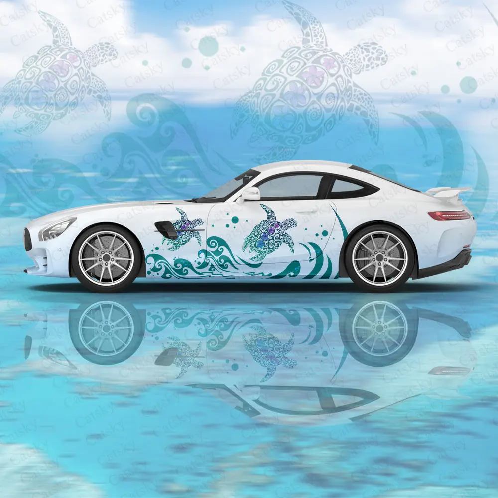 Sea Life and Turtles Car Body Sticker Itasha Vinyl Car Side Decal Sticker Car Body Sticker Car Decor Sticker Car Protective Film