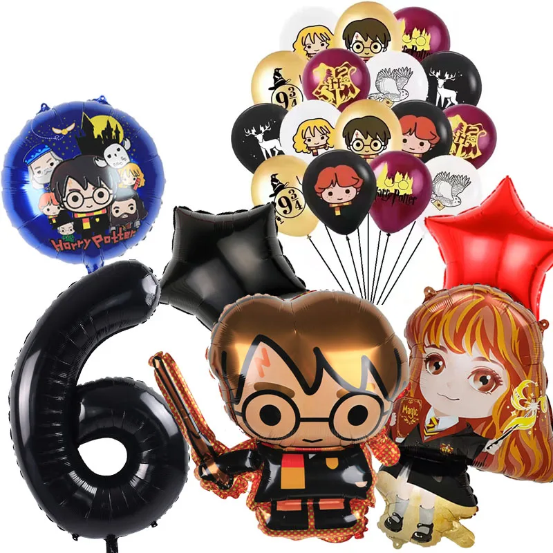 22pcs Magic Academy Themed Foil Balloons Cartoon Globos Magical Harries Children's Birthday Party Decoration Halloween Gifts