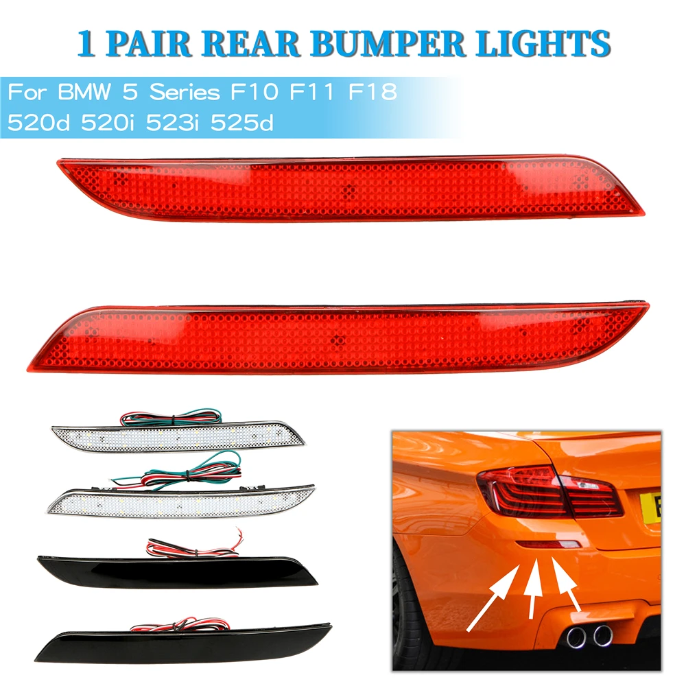 For BMW 5 Series F10 F11 F18 520d 520i 523i 525d 2 Pieces Rear Bumper Reflector Brake Lights Durable Car LED Singal Stop Lamps