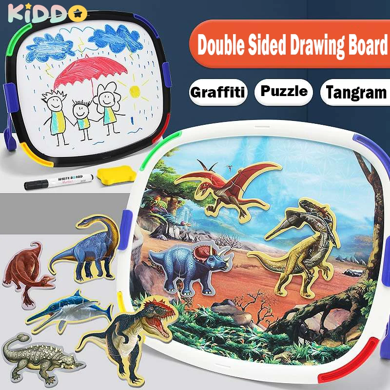 

Children's Magnetic Drawing Board Double Sided Puzzle Cartoon Educational Toys Imagination Board Birthday Gifts for Kids Multi