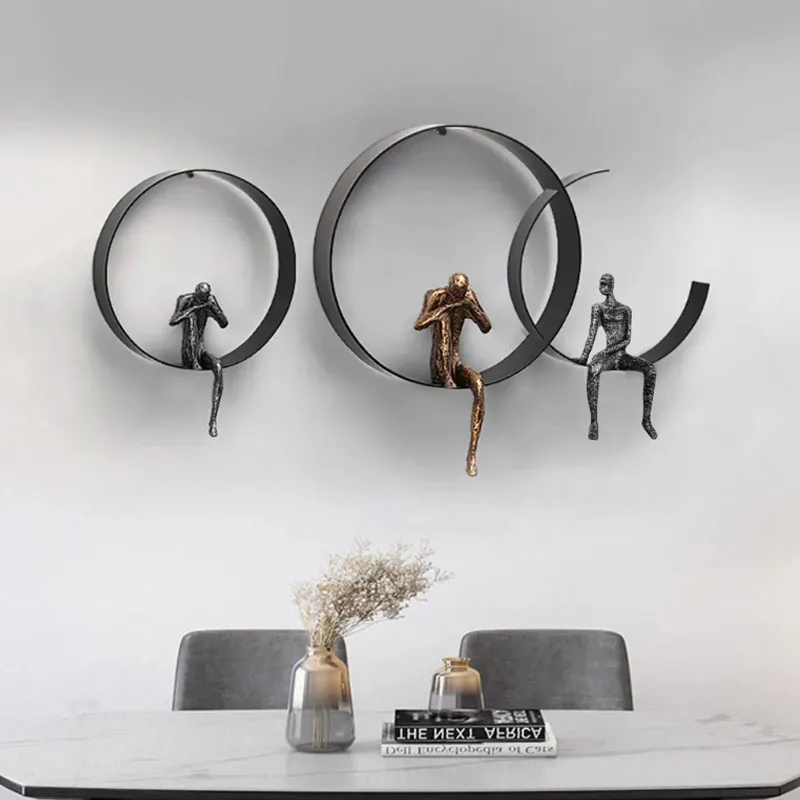 

Modern 3D Artistic Figure Metal and Resin Wall Decor Luxury Houses Decoration Art Sculptures and Figurines