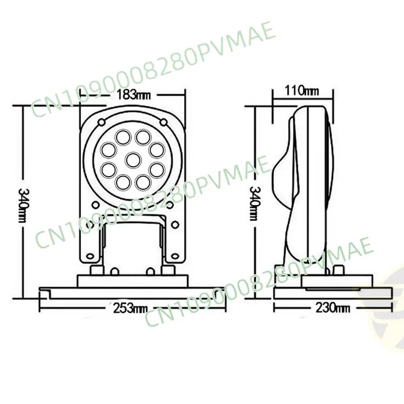

Wireless remote control LED search light 7 inch foldable and rotatable 9-32V can be universally used for cars and boats