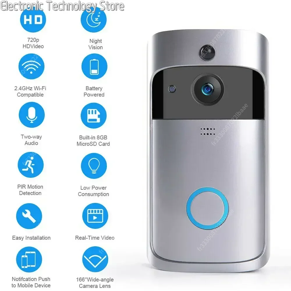 720P HD Smart Home Wireless WIFI Doorbell Camera Security Video Intercom IR Night Vision AC Battery Operated House Doorbell New