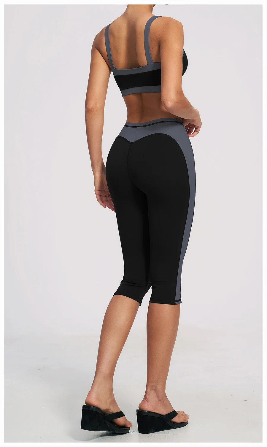 Yoga-Set 2-teilig Workout-Outfit Damen Trainingsanzüge Fitness-Weste Kurze Sporthose Ärmellose Capri-Hose Sportbekleidung Sport-BH Kleidung – Detail 38