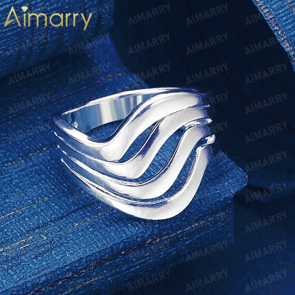 925 Sterling Silver 6-10# Simple Multi-layer Wavy Smooth Ring for Women's Parties and Banquets High-quality Fashion Jewelry