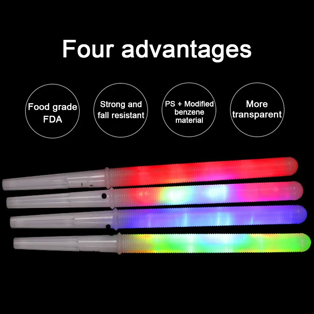 Cotton Candy LED Glow Sticks Bulk Colorful RGB Glow Foam Stick Cheer Tube Dark Light for Xmas Birthday Wedding Party Supplies