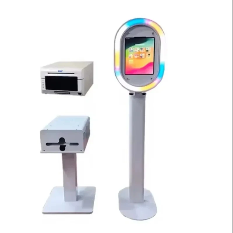 Roaming Oval 12.9 Selfie Kiosk 360 Imaging Stand With Printing Function