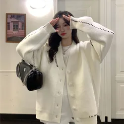 Korean Sweet Cute Knitted Cardigan Women Casual Single Breasted Long Sleeve Sweaters Woman Streetwear Tops Coat Cardigan Ladies