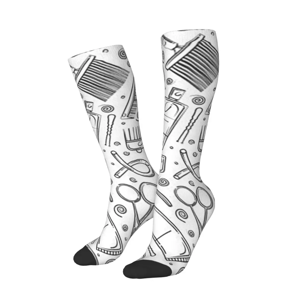 Salon Hair Dressing Tool Pattern Socks Harajuku Stockings All Season Long Socks Accessories for Unisex Gifts
