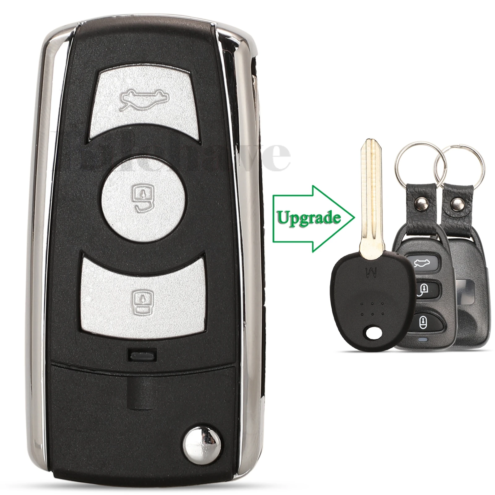 

jingyuqin 3 Buttons Modified Flip Remote Key Case auto Shell For Kia Carens For Hyundai Elantra Avante Left Blade Replacement