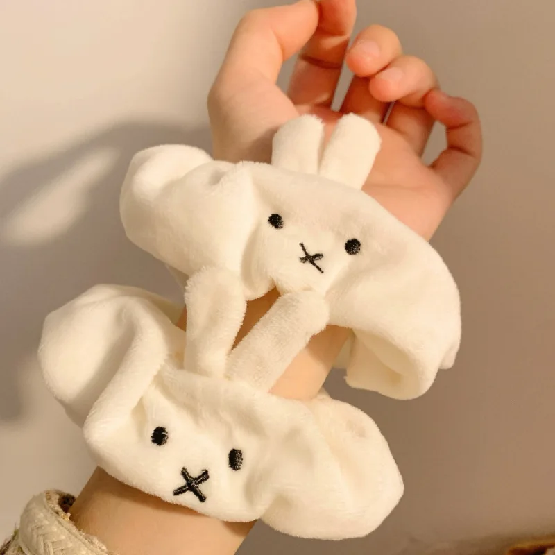 Large Intestine Hair Ring Miffy Cartoon Rabbit Shape Leather Band Cute Creative Sweet Heart Girl Gift High Value Head Rope