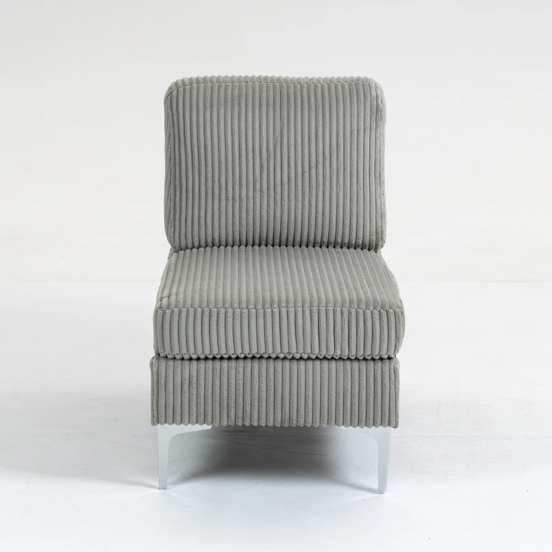 Sofa Seat Module Corduroy Sectional Couch Single Couch Modular Accent Chair With Back Cushion Gray