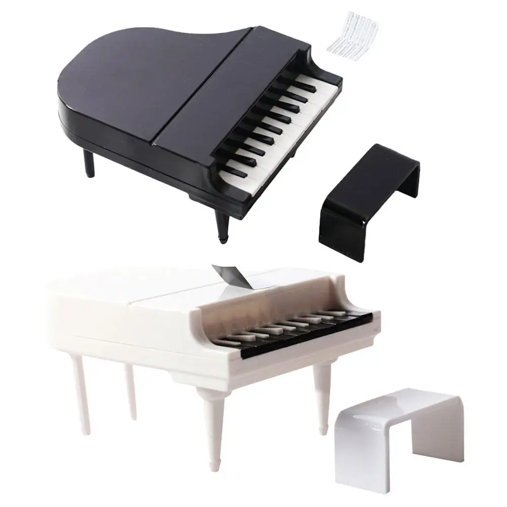 

2Sets High Detail Miniature Piano for Mini House Decoration Sturdy PP Material Charming Realistic Mini Furniture Ornament