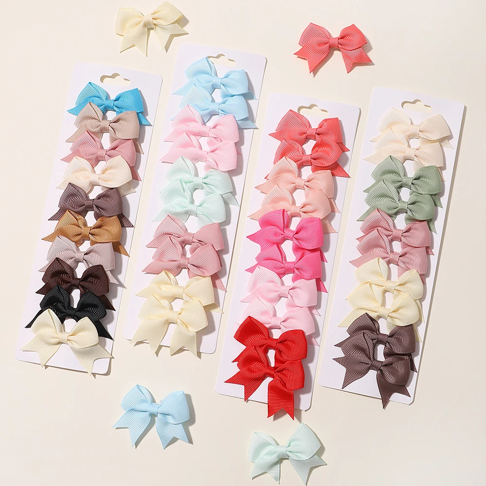 10Pcs Soft Cotton Bow Hairclips for Girl Sweet Plaid Design Hairpin Baby 2.5inch Mini Hairgripe Barrettes Kids Hair Accessories