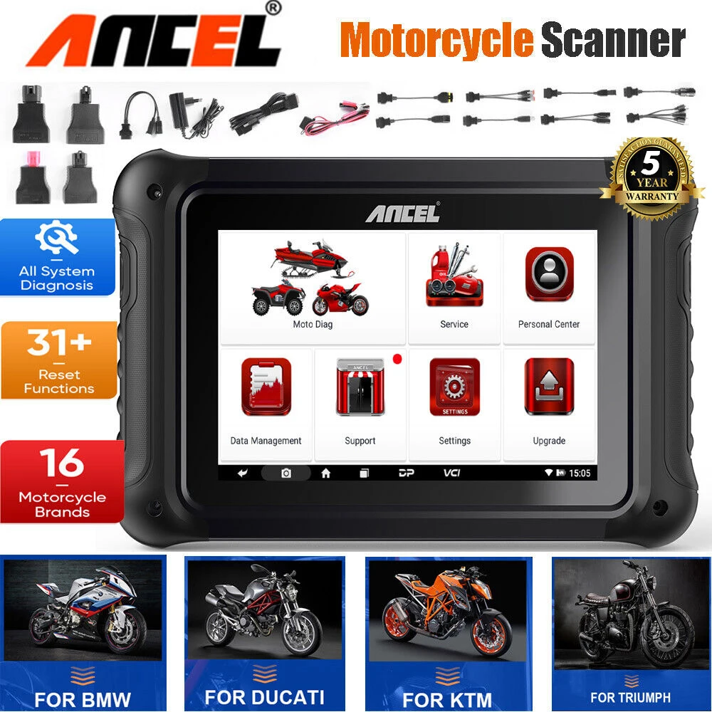 

2024 ANCEL MT700 Motorcycle Scanner Oil Rest ABS Bleeding ECU Coding Active Test All System Motorcycle Diagnostic Scan Tool