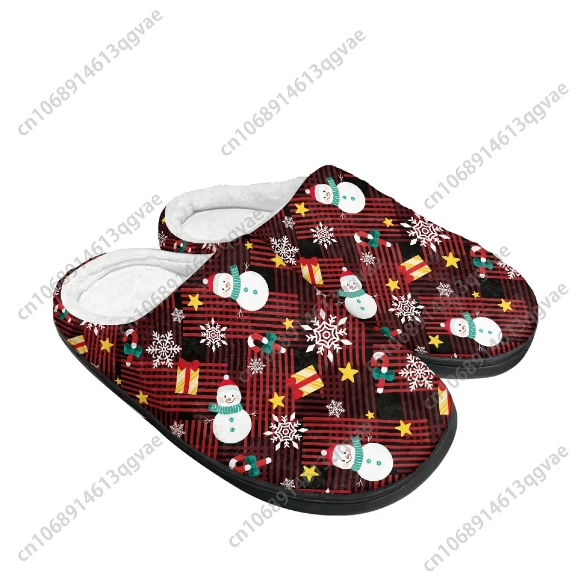 Nuevas llegadas de Navidad chimenea muñeco de nieve Romance casa zapatillas de algodón hombres mujeres adolescente dormitorio de felpa mantener caliente zapatilla personalizada