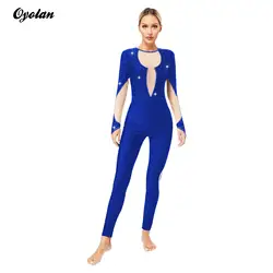 Womens Shiny Rhinestone Full Length Figure Ice Skating Ballet Classic Jumpsuit Rhythm Gymnastics Artistic Figure Skating Costume