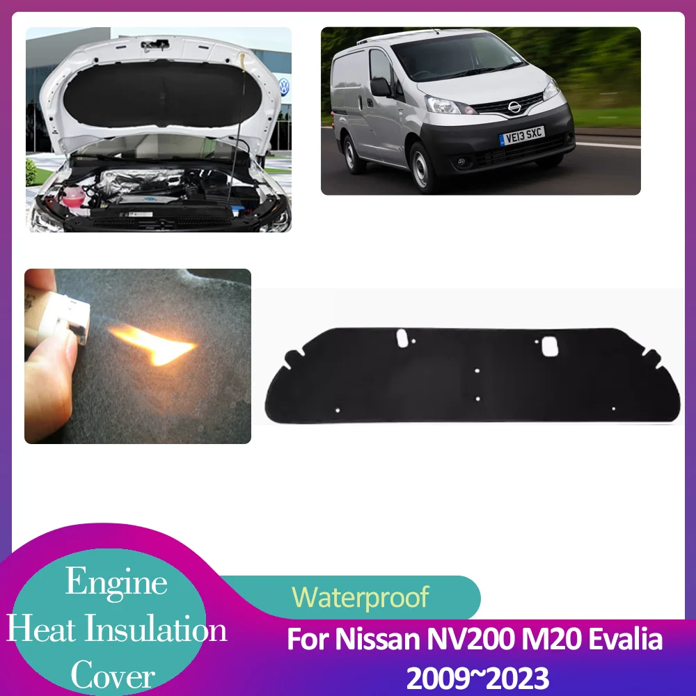 

Для Nissan NV200 M20 Evalia 2009 ~ 2023 2010, изоляционная прокладка для капота автомобиля, звуконепроницаемый тепловой хлопковый вкладыш, термоковрик, аксессуары
