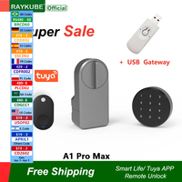 RAYKUBE A1 Pro Max Tuya BEL Smart Door Lock Set with Fobs/ Keypad/ Smart Key Tuya Remote Unlock Work with Alexa Google Assistant