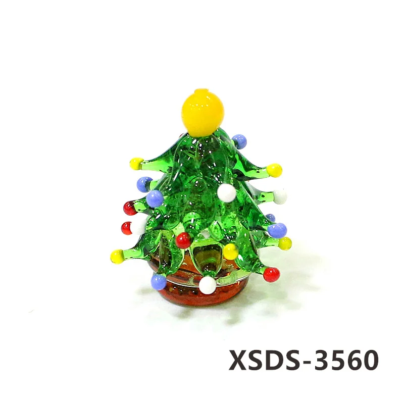 Custom Leuke Miniatuur Kerstboom Beeldje Glas Ambachtelijke Ornamenten Thuis Tafel Tiny Xmas Tree Decor Zeldzame Nieuwe Jaar Geschenken Voor kids