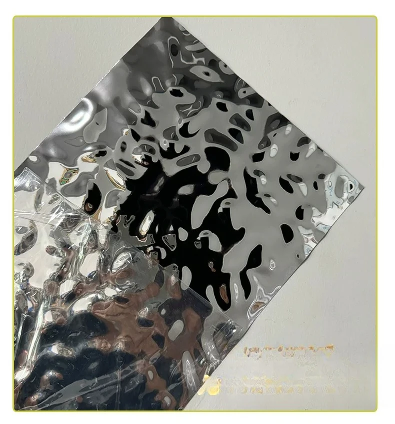 Imitation stainless steel water ripple wave clothing background wall metal silver film plastic wedding self-adhesive wallpaper
