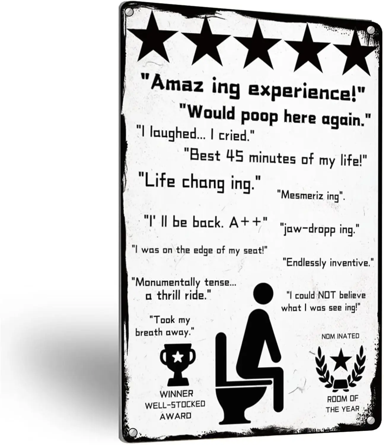Funny Bathroom Metal Sign Amazing Experience Would Poop Here Again Bathroom Tin Sign Bathroom Decor Toilet Tin Sign Wall De sign