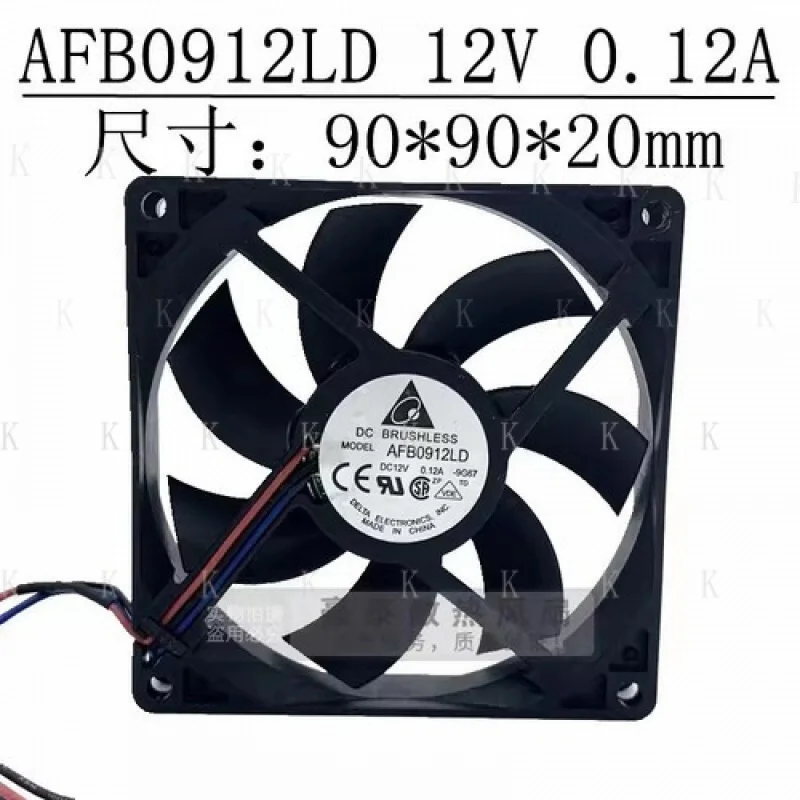 

C for Delta AFB0912LD 9020 DC12V 0.12A 3-Wire Silent Cooling Fan