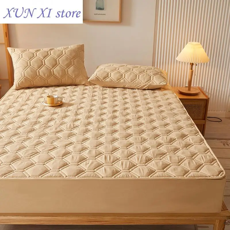 

New Ultrasonic Waterproof Mattress Pad Protector Breathable Skin-friendly Fitted Sheet Cover Twin Queen King Size Mattress Cover