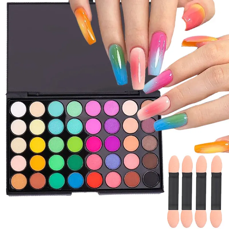 40 farben Feste Reiben Pulver Palette Set Atemberaubende Gradienten Wisch Klopfen Nagel Pigment Französisch Ombre Nagel Staub Diy Dekoration # 5