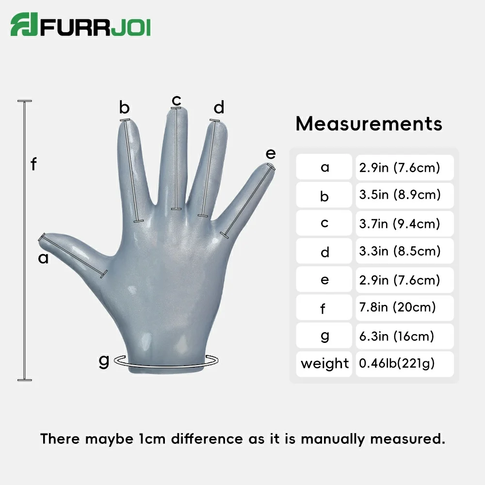 Furrjoi Silicone Realistic Handwear for Cosplay Costumes Short Size Sliver White Color Gloves with Fingers