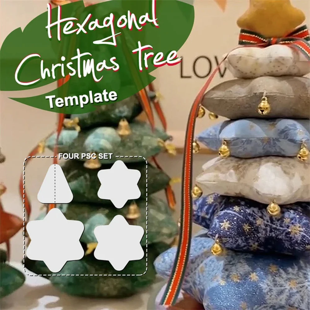 DIY 3D Stacked Star Xmas Tree Template Set Innovative Non-Slip Quilt Rulers For Professional Hobbyist