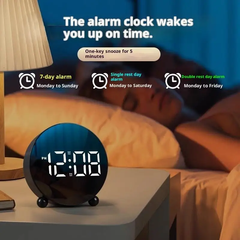 Personalized Jmping Seconds Display Electronic LED Alarm Clock Desktop Ambient Light Decor USB Table Clock With Auto Dimmming