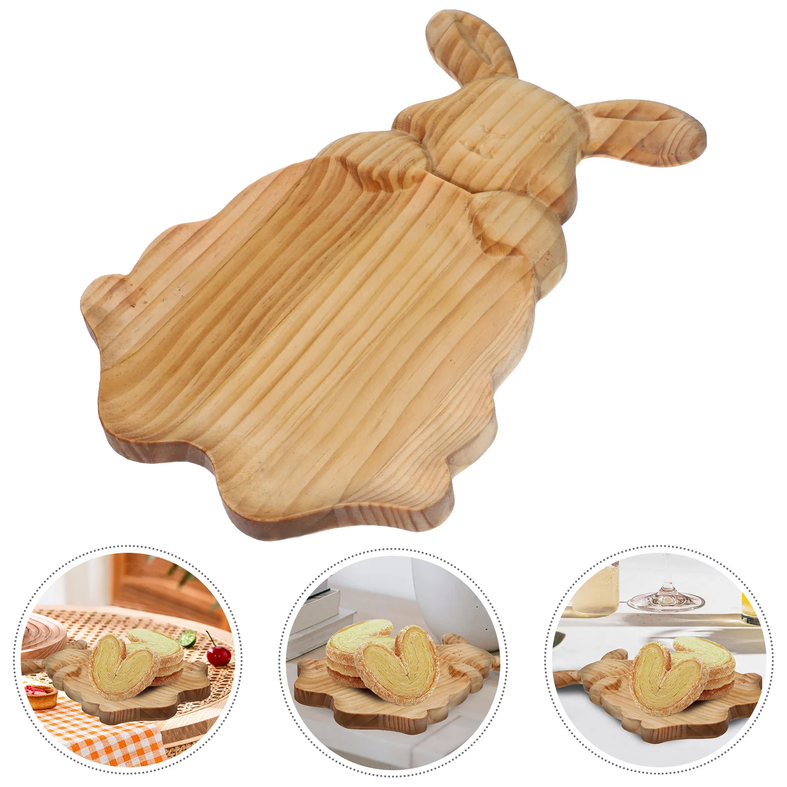

Rabbit Shaped Wooden Serving Food Plate Snack Dessert For Kitchen Tableware Decorative Bread Dish Wood Fruit Plate