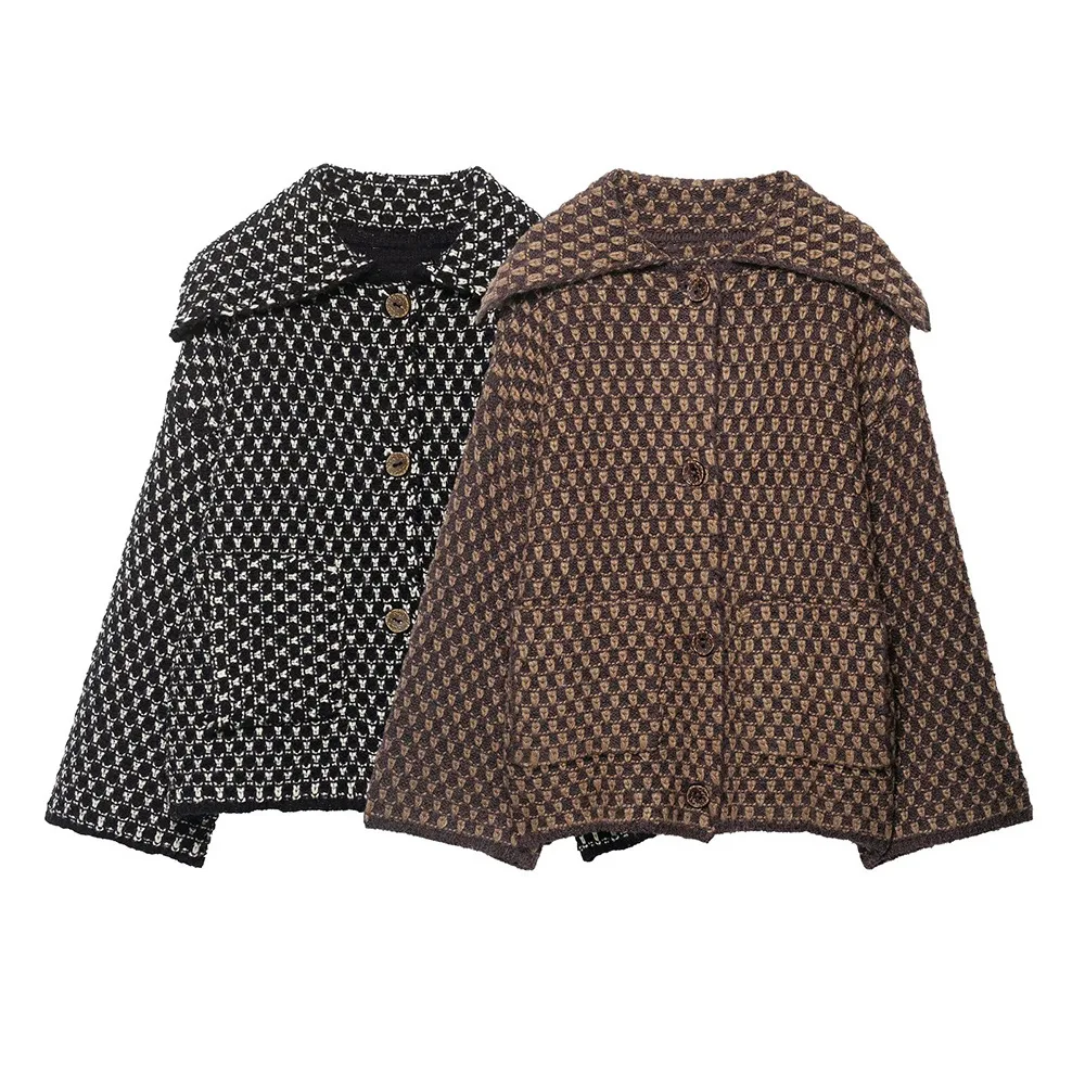 

Women's European and American Style 2025 Autumn New Loose Casual Fashion Versatile Knitted Sweater Jacket