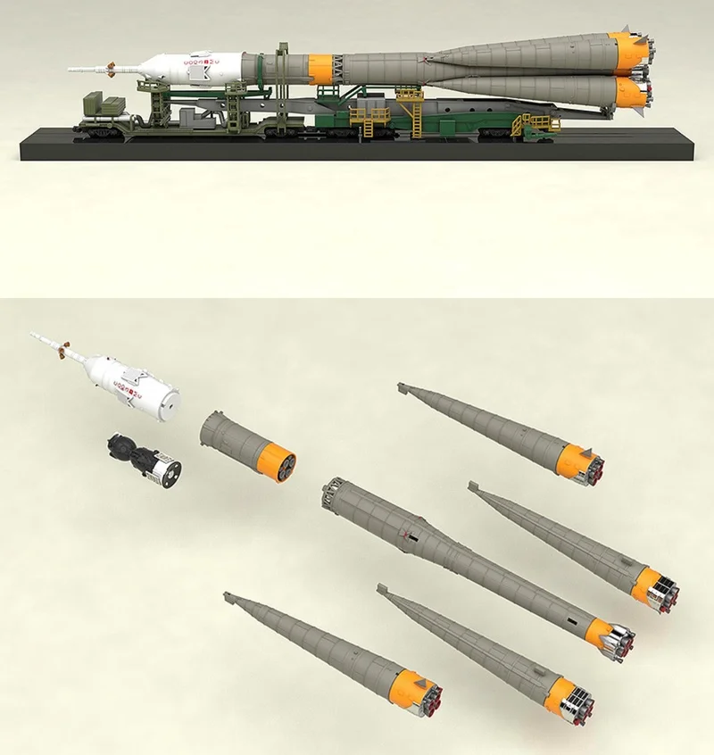 Stock Gsc Liangxiao Society Moderoid Series 1-150 Soyuz Launch Vehicle+transport Train Collection Model