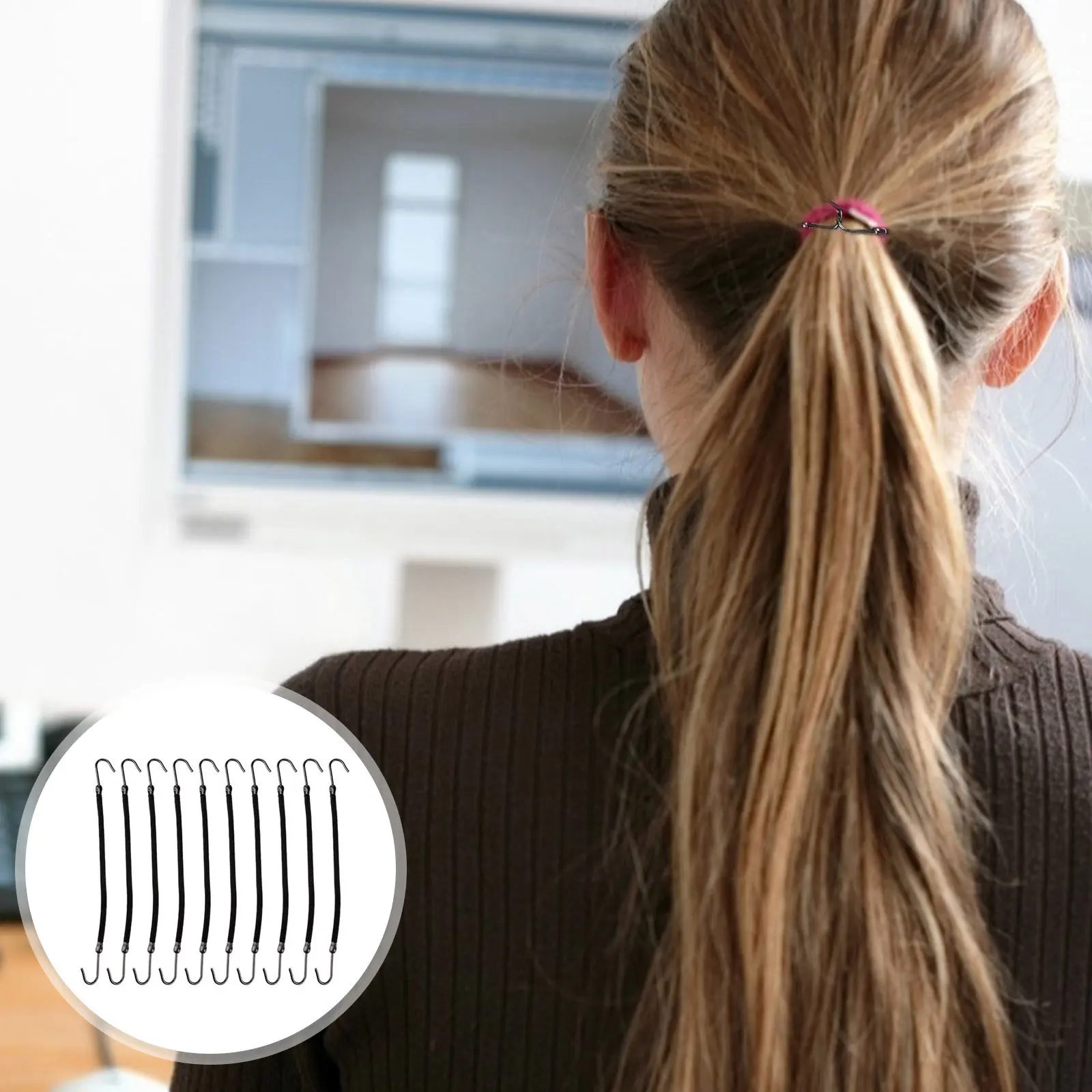 

40Pcs Ponytail Hooks for Thick Hair Bungee Elastic Hair Hook Tool Wrap Unwrap Without Pulling Smooth Ponytail Styling Accessory