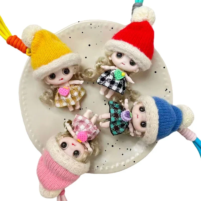 Chapeau de noël mignon, pendentif de poupée, sac porte-clés de poupée de dessin animé mignon avec petite décoration astucieuse.