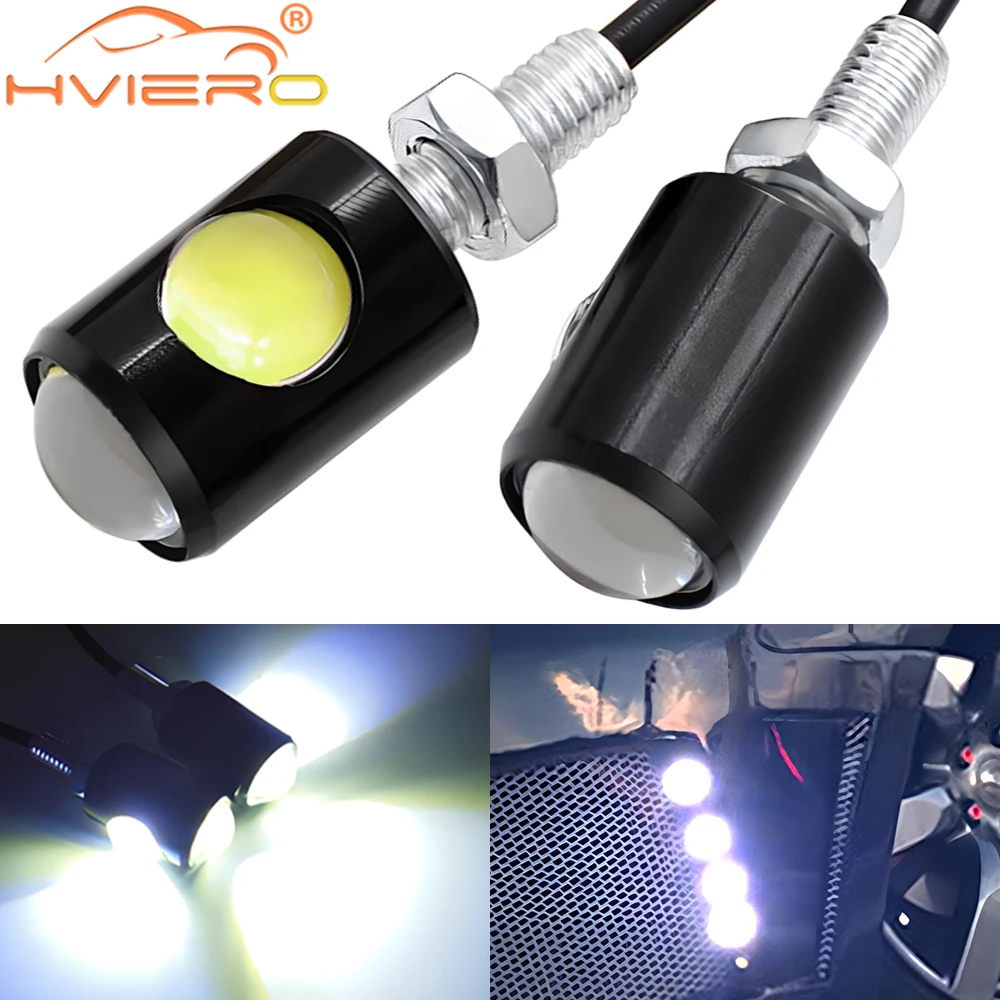 2pcs Eagle Eye Led Motorcycle Car Turn Signal License Plate Clearance Lamp Drl Super Bright Auto Daytime Running Light 12v White