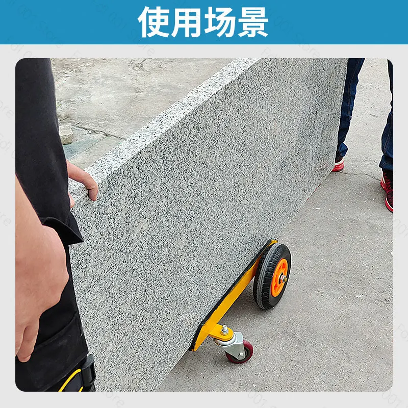 Marble material handling trolley four-wheel loading truck heavy-duty channel steel solid rubber universal wheel trolley