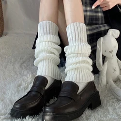 40CM Lolita Leg Warmers Women Long Socks Knitted Warm Foot Cover White Arm Warmer Ladies Autumn Winter Crochet Socks Boot Cuffs