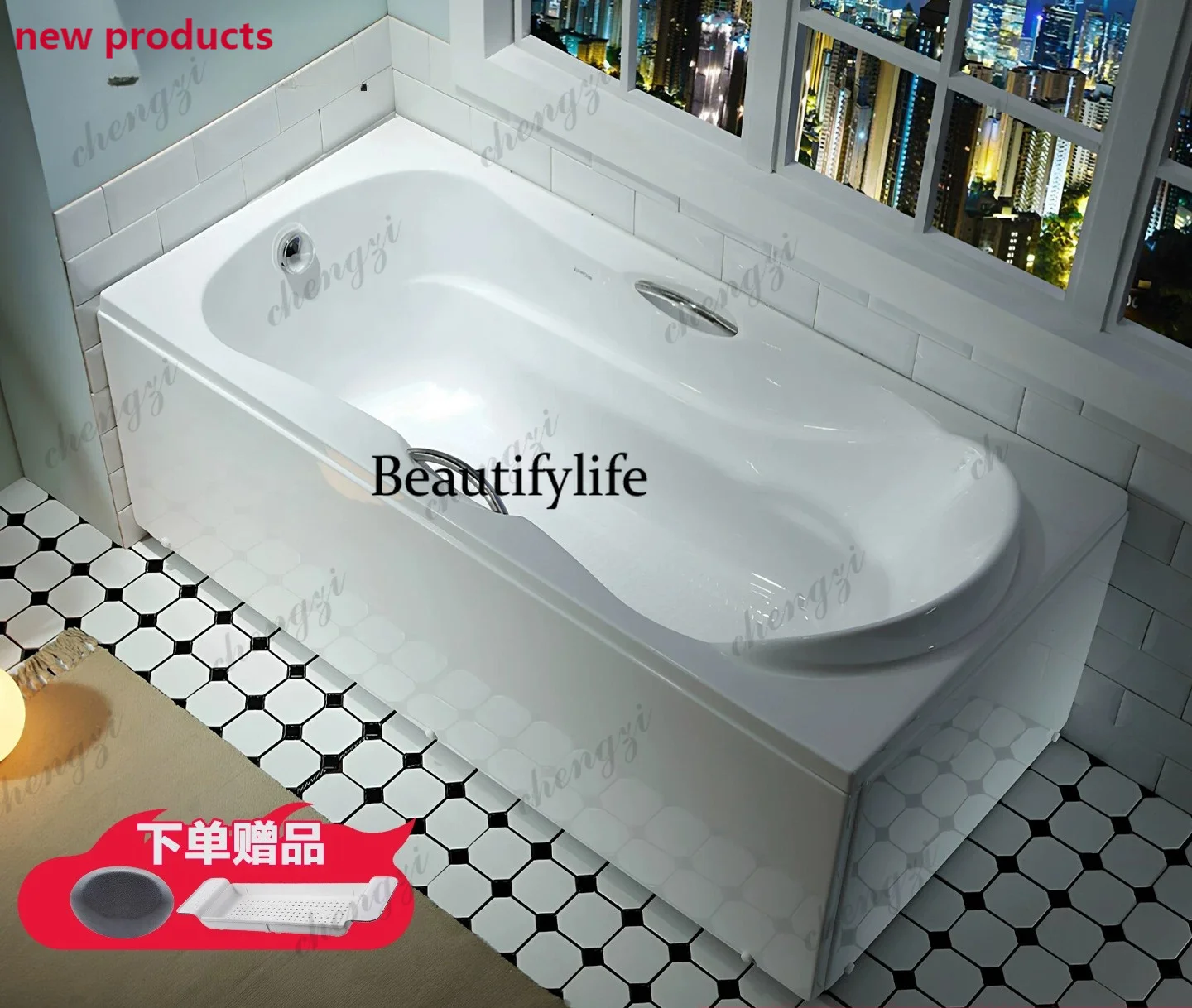 A139Bathtub single acrylic bubble massage household small apartment adult bath tub