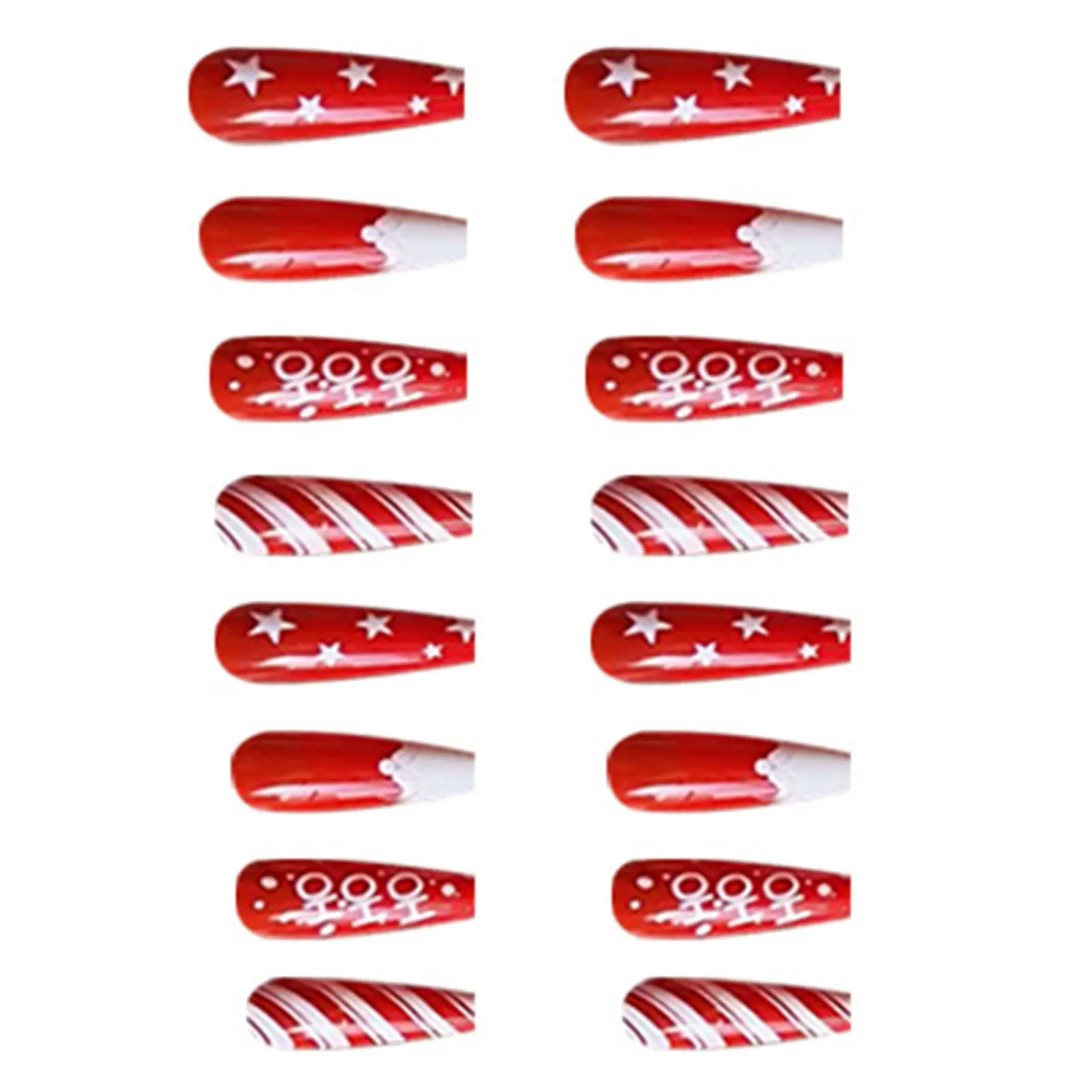 Red White Matching Fake Nails with Smooth and Non-Grainy Texture for Nail Art Learners Novice