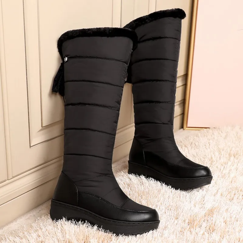 New Snow Boots Waterproof Winter Shoes Women\'s Snow Boots Warm Fur Plush Over Knee Boots