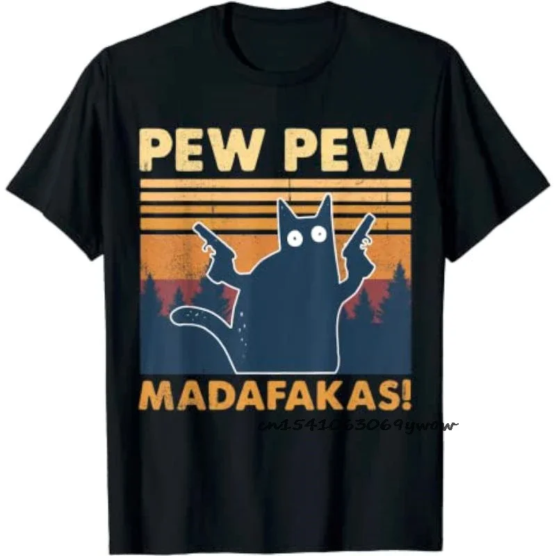 Pew Pew Madafakas Funny T Shirts for Men Vintage Retro Print Cartoon New Tshirt Pure Cotton Fashion Brand Camisa Drop Shipping