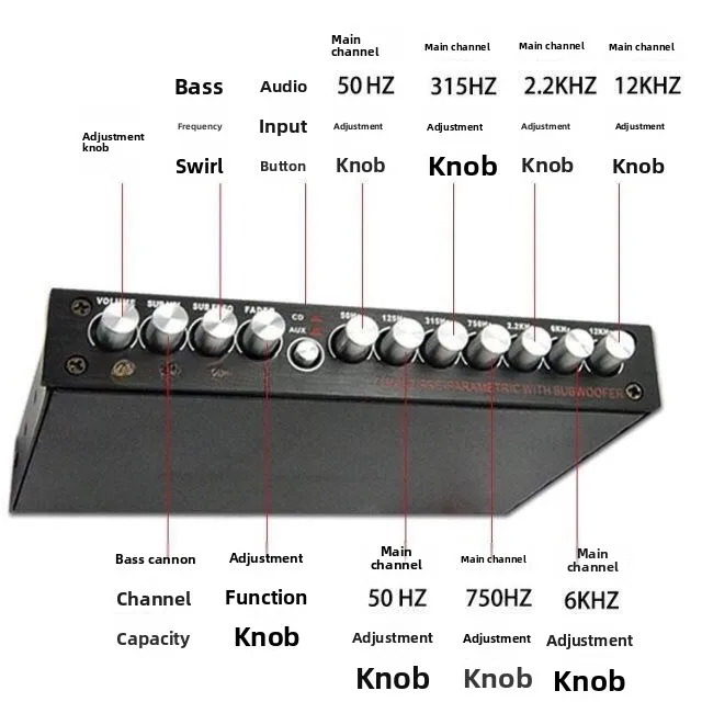 Audiophile Car Audio Equalizer Power Amplifier Car EQ Equalizer 7-segment High and Medium Bass Tuning DIY