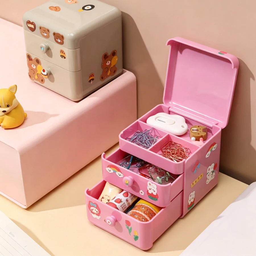 

Jewelry storage box, jewelry case, household flip-top with drawer storage box, desk stationery storage box, fashionableCovered a